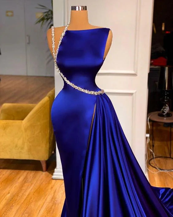 Abiti da sera eleganti modesti blu reale Y4193