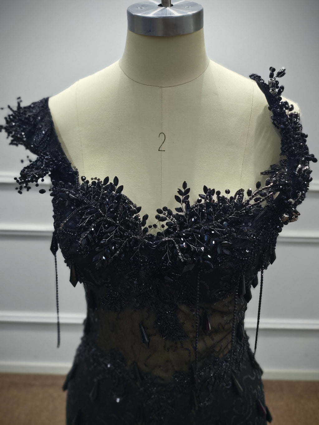 Luxury Sequin Mermaid Prom Dress Illusion Corset Bodice 3D Beaded Lace Shoulder