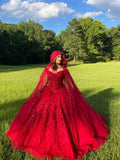 Abito lussuoso rosso per Quinceañera, abito da ballo rosso, abito rosso per sedicesimo compleanno Y2338