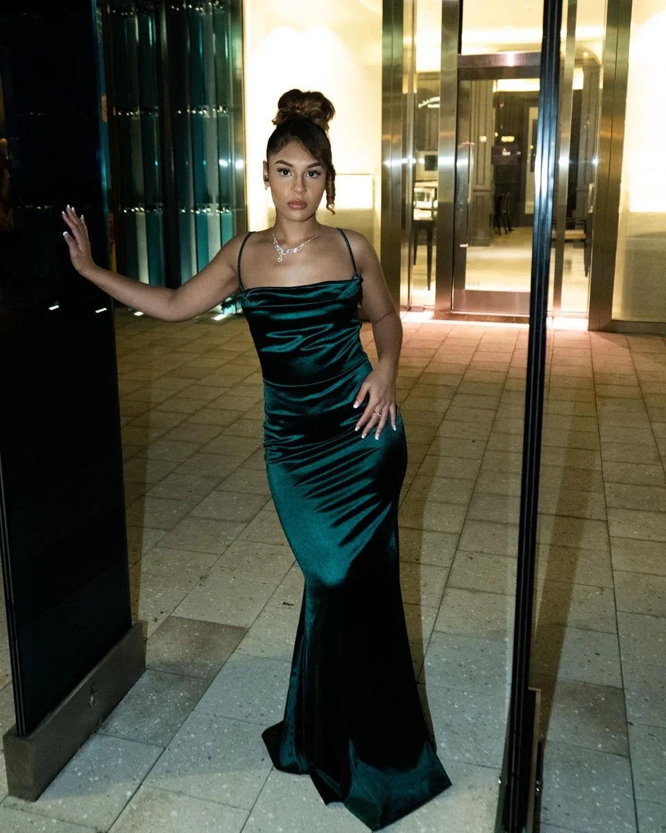 Robe de soirée élégante verte droite/colonne Robe de soirée verte Y4352