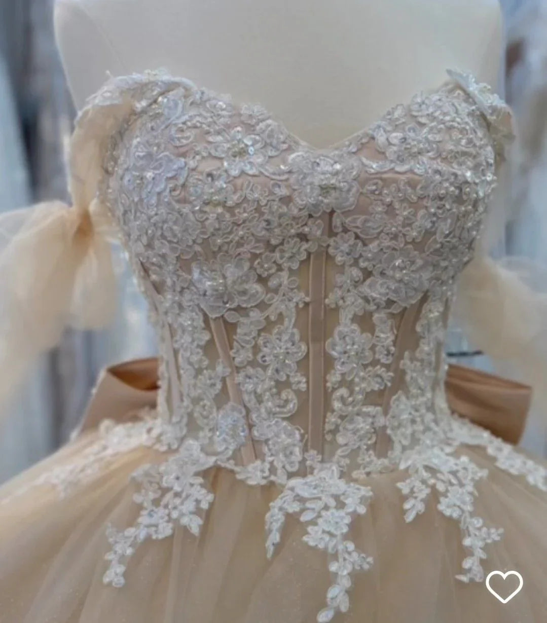 Abito da ballo a linea ad A in pizzo e tulle Vestito per sedicesimo compleanno Y4013