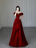 Robe longue de bal en satin bordeaux Robe de soirée en ligne A Y6026