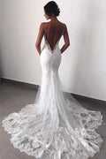 Wedding Dresses Lace Mermaid  Sexy Spaghetti Straps Bride Dress