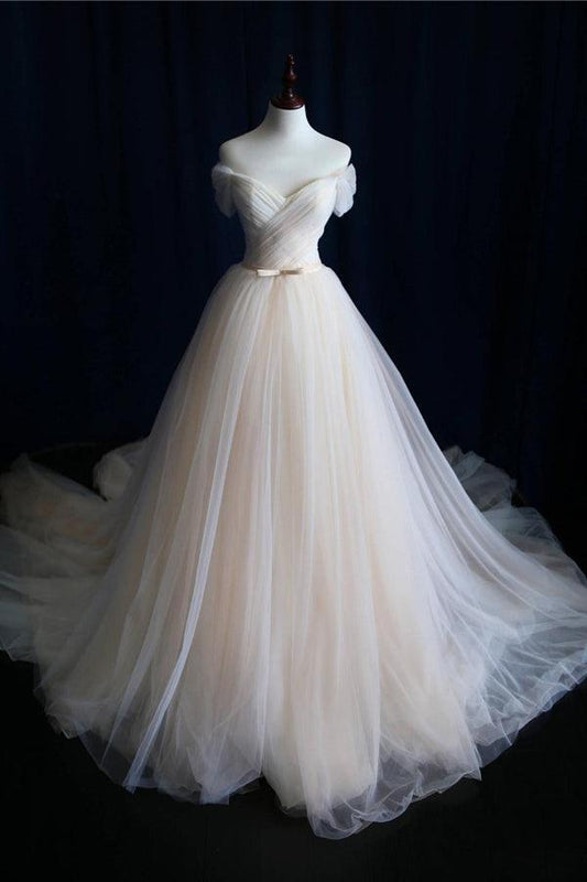 Robe de mariée en tulle à col en cœur avec lacets et nœud papillon WD200