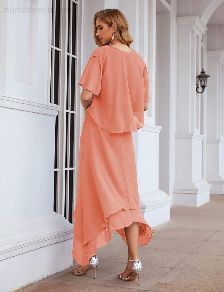 Vestidos de Noiva para Mães de Tamanho Grande em Chiffon com Casaco, Vestidos Formais para Casamento SEA28073