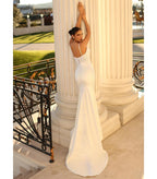 Ivory Long Mermaid Wedding Dress With Spaghetti Straps Lace Satin Corset