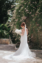 Long Mermaid Lace Wedding Gown With Spaghetti Straps V Neck Backless
