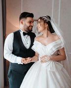 Elegant Long White A Line Off The Shoulder Sleeveless Wedding Dress With Lace