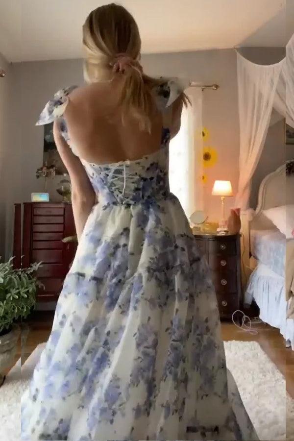 Belle robe longue de bal formelle Aline à fines bretelles spaghetti sans manches PSK420
