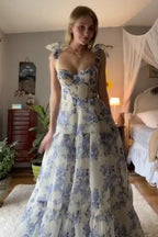 Bellissimo abito lungo da sera formale Aline senza maniche con spalline sottili PSK420