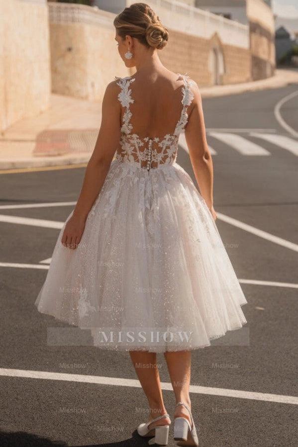 Beauty White Sweetheart Sleeveless A Line Wedding Dress With Appliques