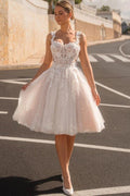 Beauty White Sweetheart Sleeveless A Line Wedding Dress With Appliques