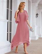 Vestidos de Noiva para Mães de Tamanho Grande em Chiffon com Casaco, Vestidos Formais para Casamento SEA28073