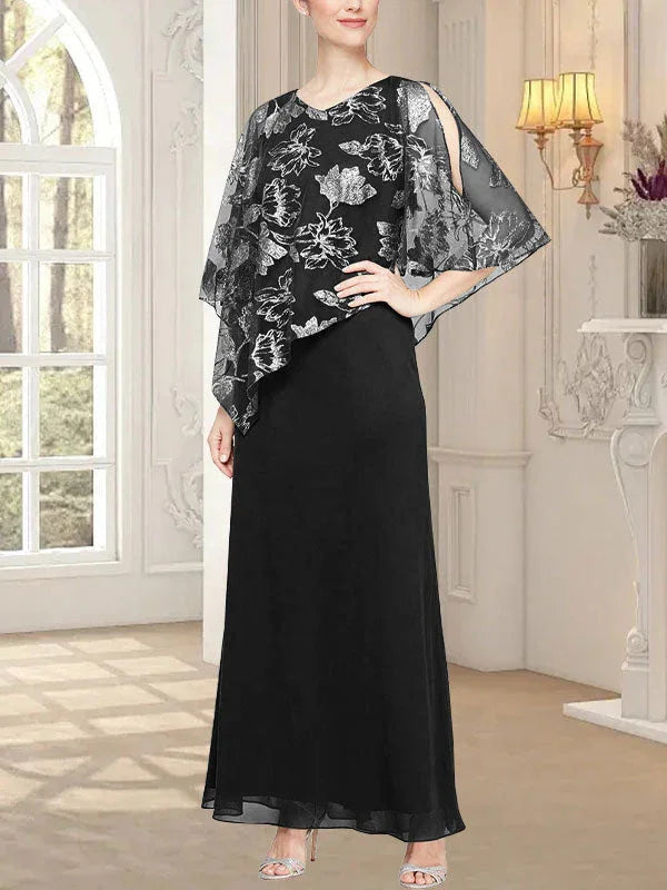 فستان شبكي طويل لامع مع صدرية بطبقة غير متماثلة مبتكرة