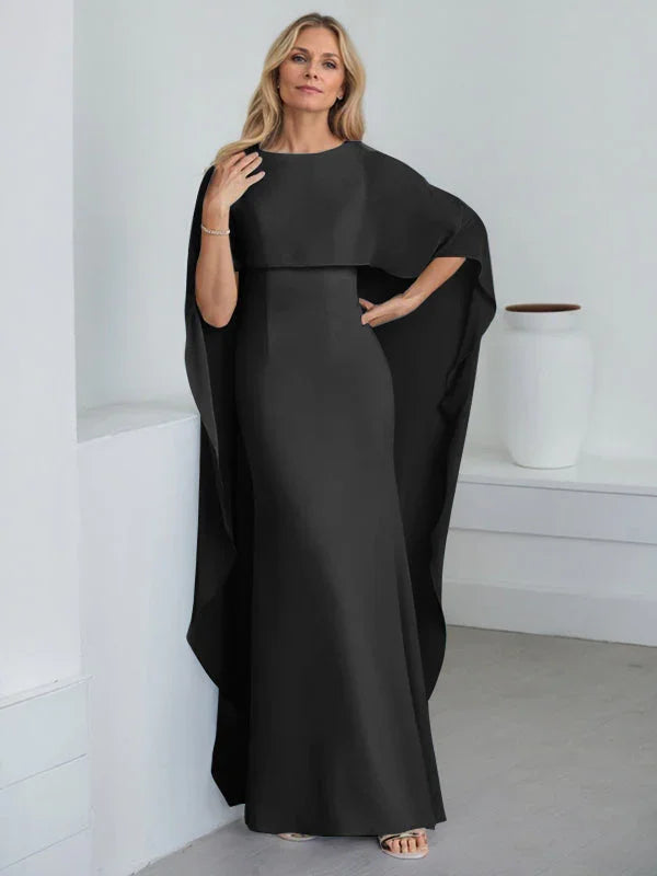 Vestido de madrina de novia de gasa largo hasta el suelo con corte recto y volantes en cascada