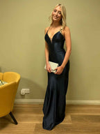 Emerald Green Mermaid Open Back Sparkly Fitted Prom Dress With Ruched Detail
