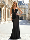 Black Sweetheart Beaded Corset Prom Dress With Satin Skirt
