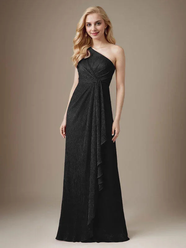 فستان روبي بكتف واحد من شبكة معدنية فستان والدة العروس