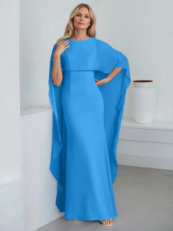 Vestido de madrina de novia de gasa largo hasta el suelo con corte recto y volantes en cascada