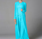 Mother Of The Bride Pantsuit With Jacket And Sequins Long Sleeve Chiffon