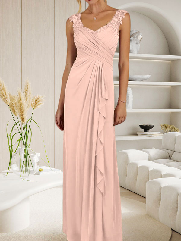 Champagne A-Line Sweetheart Neckline Pleated Mesh Dress