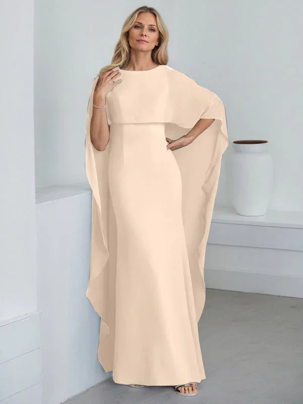 Vestido de madrina de novia de gasa largo hasta el suelo con corte recto y volantes en cascada