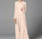 Mother Of The Bride Pantsuit With Jacket And Sequins Long Sleeve Chiffon