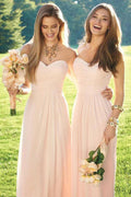 Vestidos de Damas de Honra em Chiffon Rosa Pálido Vestidos de Damas de Honra Vintage BD088