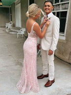 Blush Pink Square Neck Sequin Prom Dress With Satin Bow And Sheer Corset Bodice