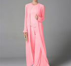 Mother Of The Bride Pantsuit With Jacket And Sequins Long Sleeve Chiffon