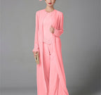 Mother Of The Bride Pantsuit With Jacket And Sequins Long Sleeve Chiffon