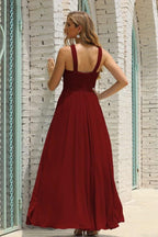 Vestido de Dama de Honra Halter em Chiffon para Mulher, Modelo A-Line, Longo, Formal, para Baile de Finalistas SEA28015