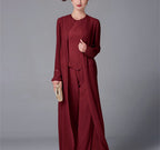 Mother Of The Bride Pantsuit With Jacket And Sequins Long Sleeve Chiffon