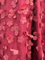 Burgundy Corset Prom Dress With 3D Floral Applique And Slit