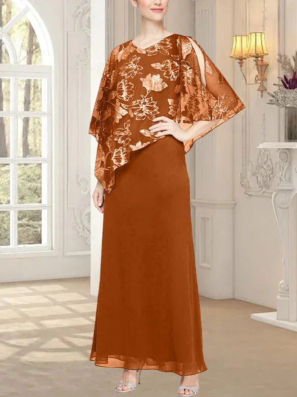 فستان شبكي طويل لامع مع صدرية بطبقة غير متماثلة مبتكرة