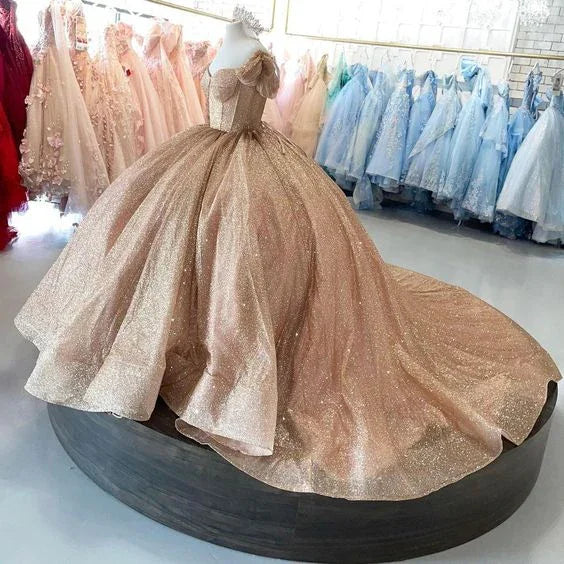 Abito da ballo scintillante color oro rosa Abito per Quinceañera Abito per sedicesimo compleanno Y693