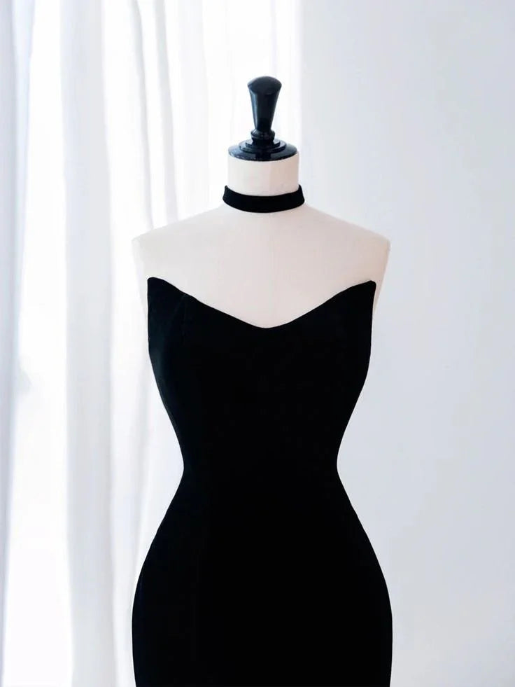 Robe longue de bal en tulle velours sirène noire Robe de soirée Y4678