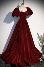 Vestido longo de veludo bordô para baile vestido de noite Y6348