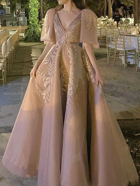 Vestito da sera a linea svasata con applicazioni elegante Abito da ricevimento Y6327