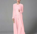Mother Of The Bride Pantsuit With Jacket And Sequins Long Sleeve Chiffon