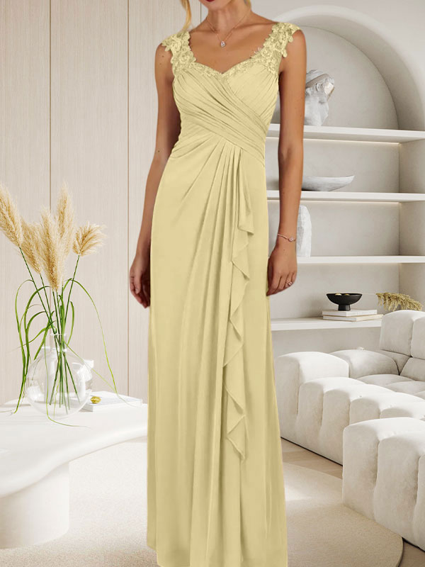 Champagne A-Line Sweetheart Neckline Pleated Mesh Dress