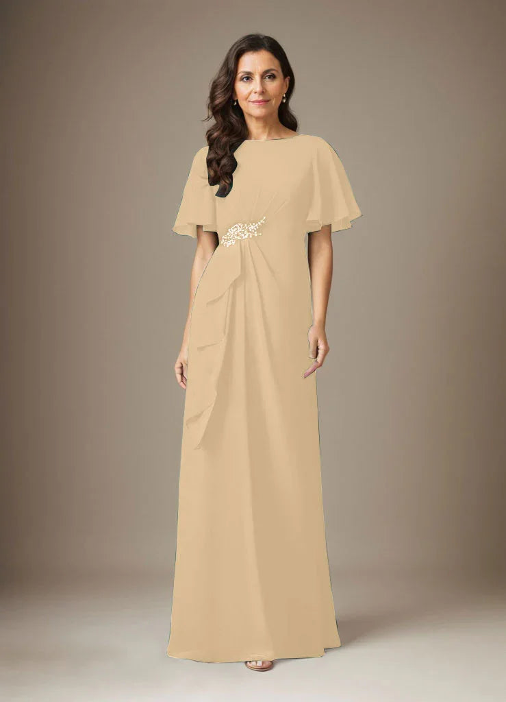 فستان شيفون ضيق مزين بالخرز بلون كحلي داكن