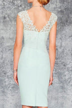 Abito corto incantevole da madre della sposa in chiffon di pizzo menta con giacca