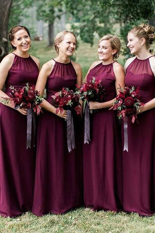 Chiffon A-Linie Neckholder Brautjungfernkleider, Hochzeitspartykleid