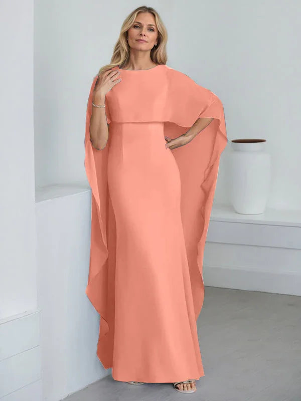 Vestido de madrina de novia de gasa largo hasta el suelo con corte recto y volantes en cascada