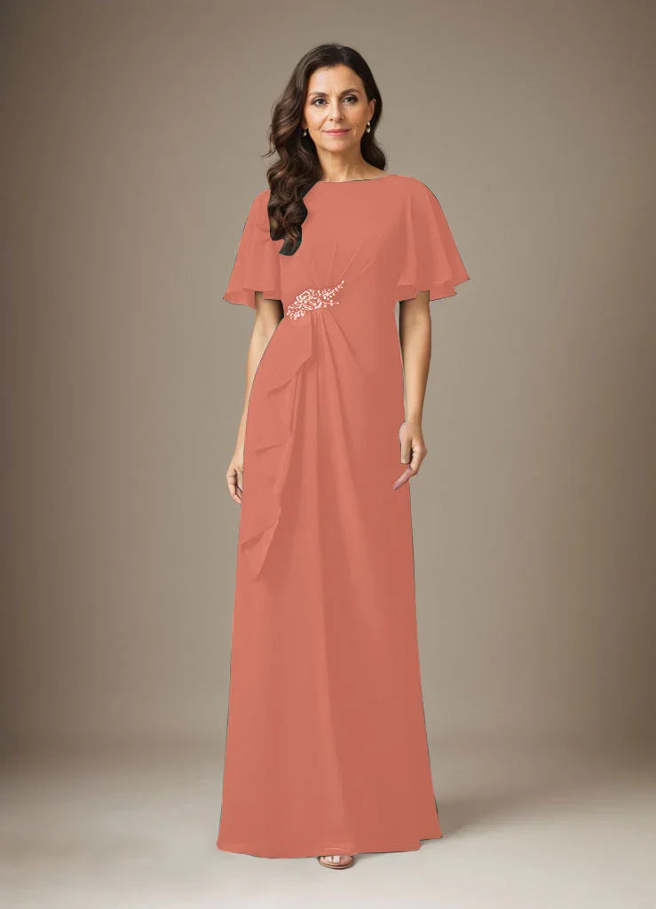 فستان شيفون ضيق مزين بالخرز بلون كحلي داكن