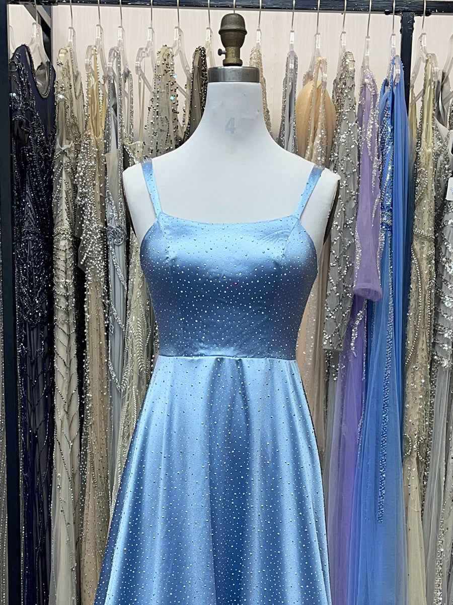 A Line Prom Gown With Rhinestones And Strapless Sweetheart Bodice