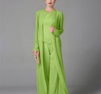 Mother Of The Bride Pantsuit With Jacket And Sequins Long Sleeve Chiffon