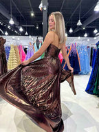 Stunning Yellow A Line Strapless Sweetheart Pleated Prom Dress High Slit Gown