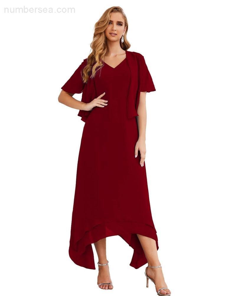 Vestidos de Noiva para Mães de Tamanho Grande em Chiffon com Casaco, Vestidos Formais para Casamento SEA28073